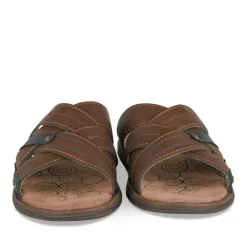 Mules MARRON Homme Motif Uni A Enfiler