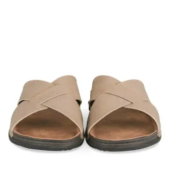 Mules MARRON Homme Motif Uni A Enfiler
