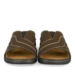 Mules MARRON Homme Motif Uni A Enfiler