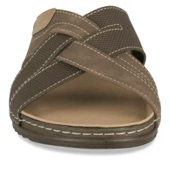 Mules MARRON Homme Motif Uni A Enfiler