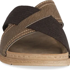 Mules MARRON Homme Motif Uni A Enfiler