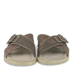 Mules MARRON Homme Motif Uni A Enfiler