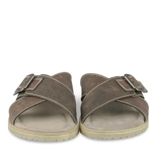 Mules MARRON Homme Motif Uni A Enfiler