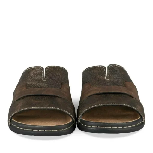 Mules MARRON Homme Motif Uni A Enfiler