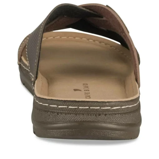 Mules MARRON Homme Motif Uni A Enfiler