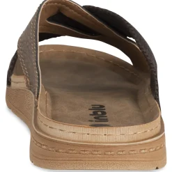 Mules MARRON Homme Motif Uni A Enfiler