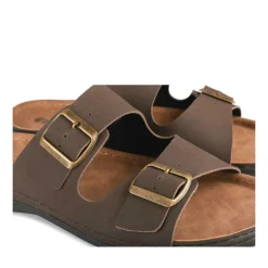 Mules MARRON Homme Motif Uni A Enfiler