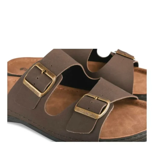 Mules MARRON Homme Motif Uni A Enfiler