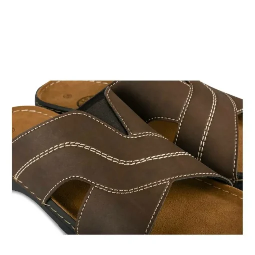 Mules MARRON Homme Motif Uni A Enfiler
