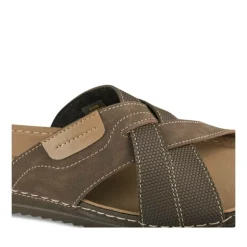 Mules MARRON Homme Motif Uni A Enfiler