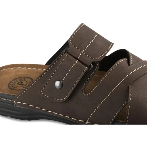 Mules MARRON Homme Motif Uni A Enfiler