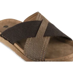 Mules MARRON Homme Motif Uni A Enfiler