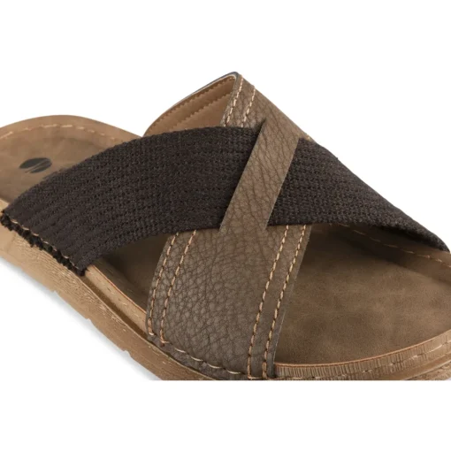 Mules MARRON Homme Motif Uni A Enfiler