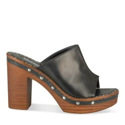 Mules NOIR Femme CUIR Motif Uni A Enfiler