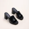 Mules NOIR Femme CUIR Motif Uni A Enfiler