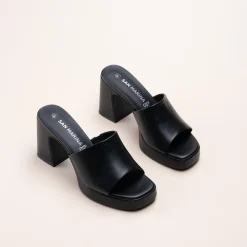 Mules NOIR Femme CUIR Motif Uni A Enfiler