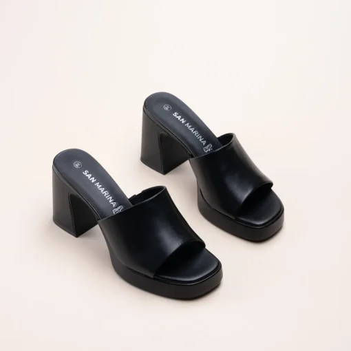 Mules NOIR Femme CUIR Motif Uni A Enfiler