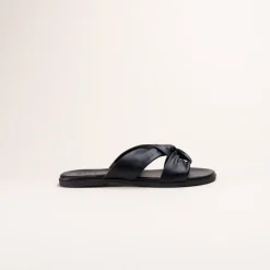 Mules NOIR Femme CUIR Motif Uni A Enfiler