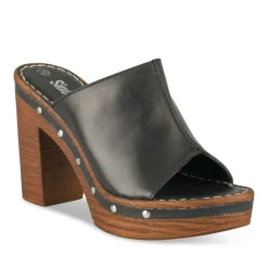Mules NOIR Femme CUIR Motif Uni A Enfiler