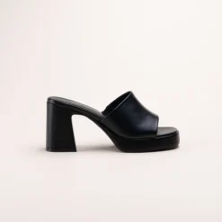 Mules NOIR Femme CUIR Motif Uni A Enfiler