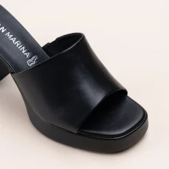 Mules NOIR Femme CUIR Motif Uni A Enfiler