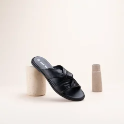 Mules NOIR Femme CUIR Motif Uni A Enfiler