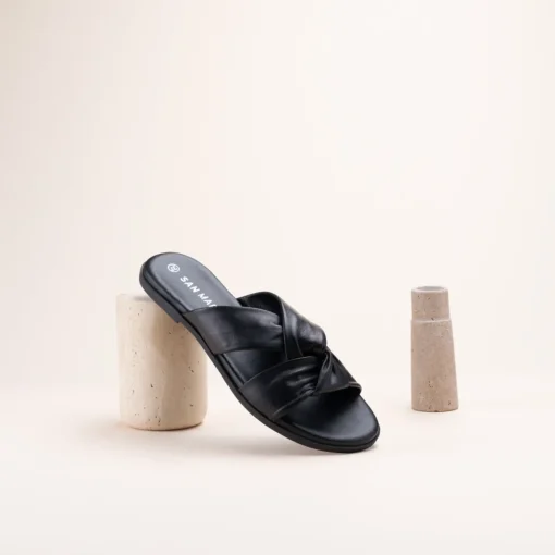 Mules NOIR Femme CUIR Motif Uni A Enfiler