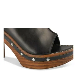 Mules NOIR Femme CUIR Motif Uni A Enfiler