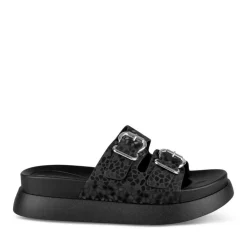 Mules NOIR Femme Motif Animal A Enfiler