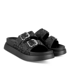 Mules NOIR Femme Motif Animal A Enfiler