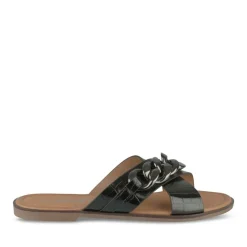 Mules NOIR Femme Motif Chaîne A Enfiler