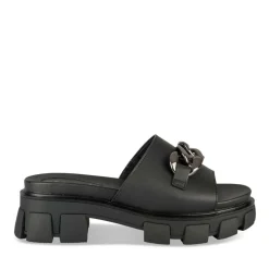 Mules NOIR Femme Motif Chaîne A Enfiler