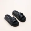 Mules NOIR Femme Motif Chaîne A Enfiler