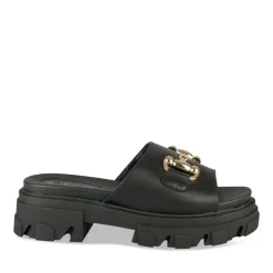 Mules NOIR Femme Motif Chaîne A Enfiler