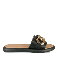Mules NOIR Femme Motif Chaîne A Enfiler
