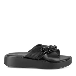 Mules NOIR Femme Motif Chaîne A Enfiler
