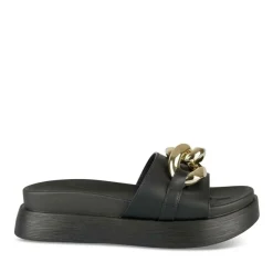 Mules NOIR Femme Motif Chaîne A Enfiler