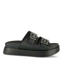 Mules NOIR Femme Motif Chaîne A Enfiler