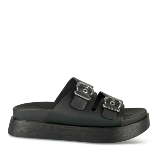 Mules NOIR Femme Motif Chaîne A Enfiler