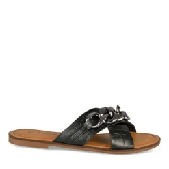 Mules NOIR Femme Motif Chaîne A Enfiler