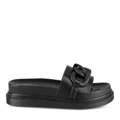 Mules NOIR Femme Motif Chaîne A Enfiler