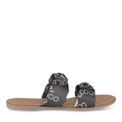 Mules NOIR Femme Motif Chaîne A Enfiler