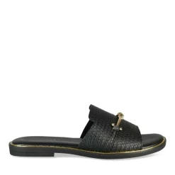 Mules NOIR Femme Motif Chaîne A Enfiler