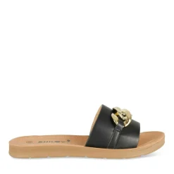 Mules NOIR Femme Motif Chaîne A Enfiler