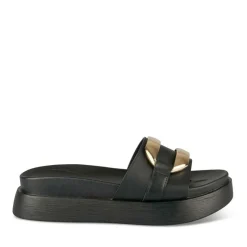 Mules NOIR Femme Motif Chaîne A Enfiler