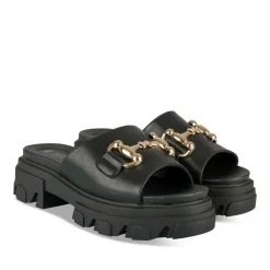 Mules NOIR Femme Motif Chaîne A Enfiler