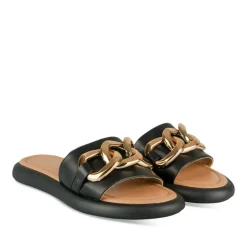 Mules NOIR Femme Motif Chaîne A Enfiler