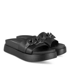 Mules NOIR Femme Motif Chaîne A Enfiler