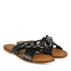 Mules NOIR Femme Motif Chaîne A Enfiler