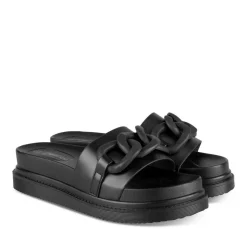 Mules NOIR Femme Motif Chaîne A Enfiler